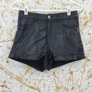 Divided faux leather stretch mini shorts size 4